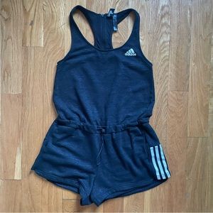 Adidas Jumpsuit Drawstring Waist Pockets Black XS